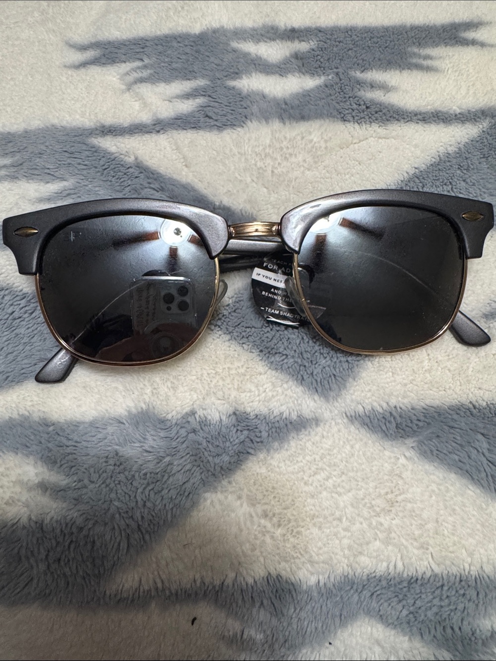 Clubmaster-Style Gunmetal and Gold Sunglasses